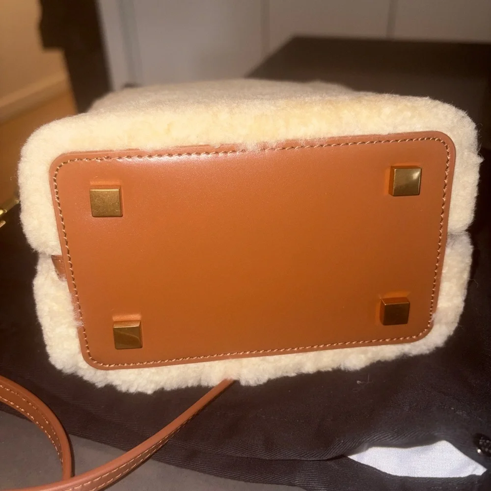 Saint Laurent Shearling Crossbody Bag in Cream and Tan - Picture 5 of 8